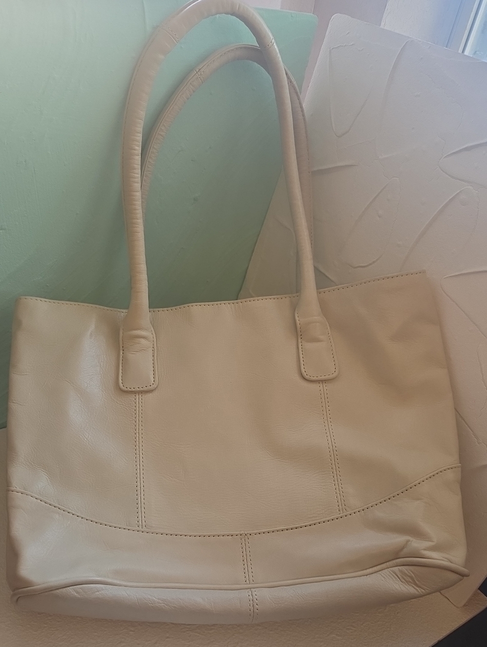 Off White Shoulder Bag From AMERI LEATHER with Double Straps